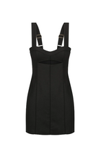 Load image into Gallery viewer, MARE LINEN CONTOUR PANELLED MINI DRESS - BLACK
