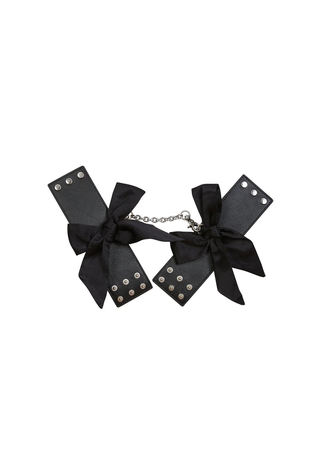 LEATHER CUFFS WITH SILK BOWS